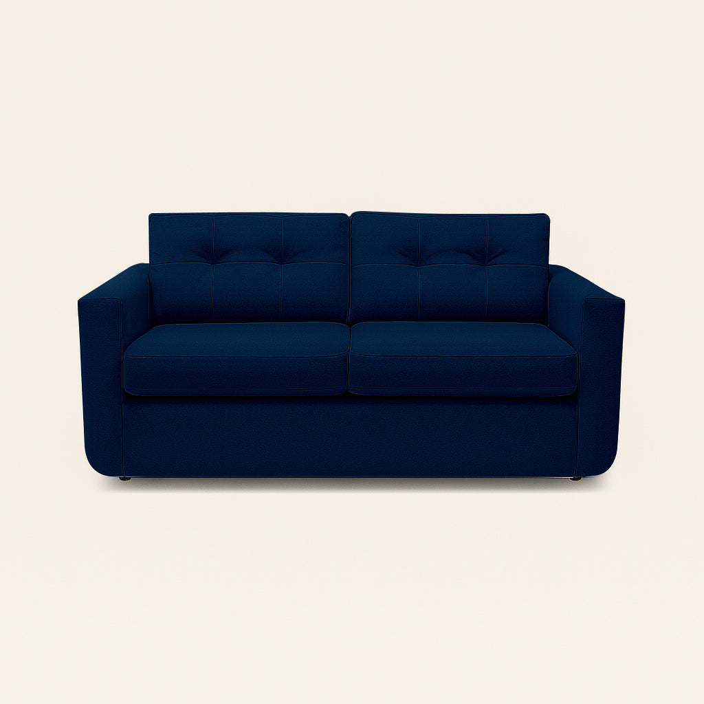Blue sofa on a beige background