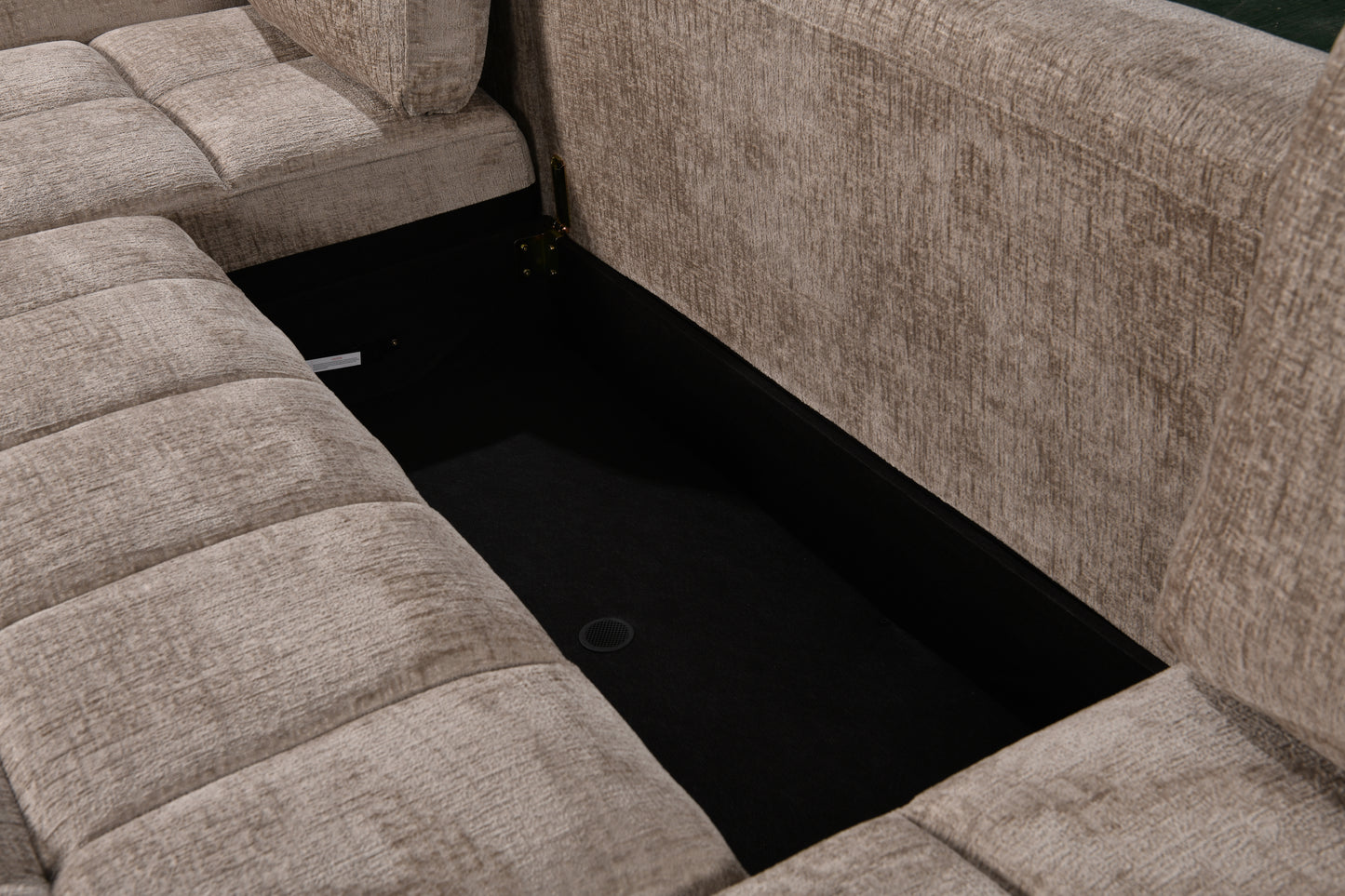 Sectional sofa with a hidden compartment underneath