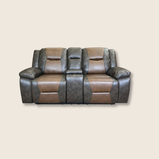 Milan Leather Reclining Sofa Brown/Grey